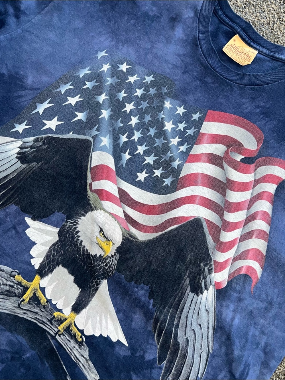 Vintage Y2K The Mountain Eagle Talon Flag Lift Off Blue Tie Dye Shirt Men’s 2XL